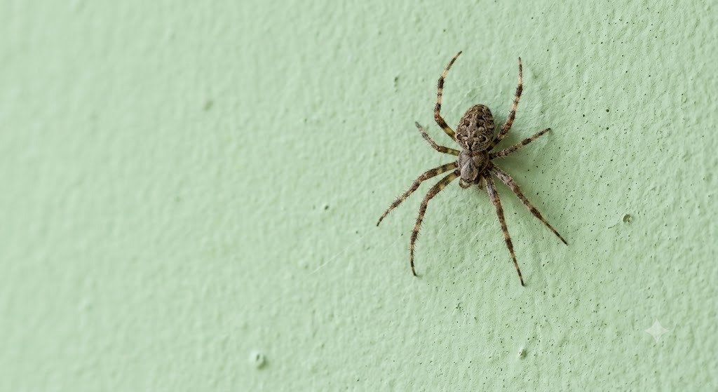 Foto real de aranha em parede residencial - Dedetização profissional em Araraquara