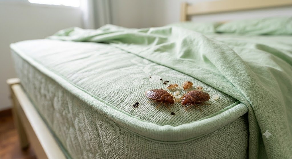 Foto real de percevejos de cama no colchão - Dedetização profissional em Araraquara